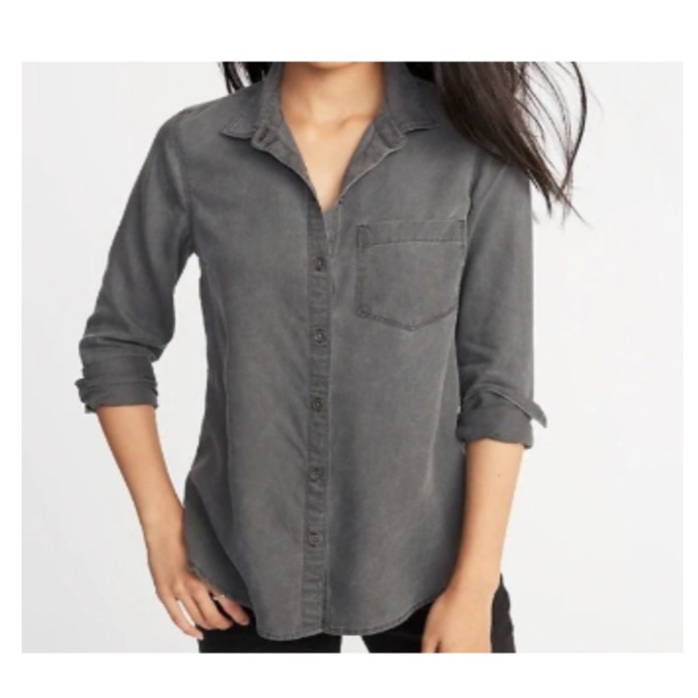 Old Navy Classic Button Down Tencel Shirt in Gray